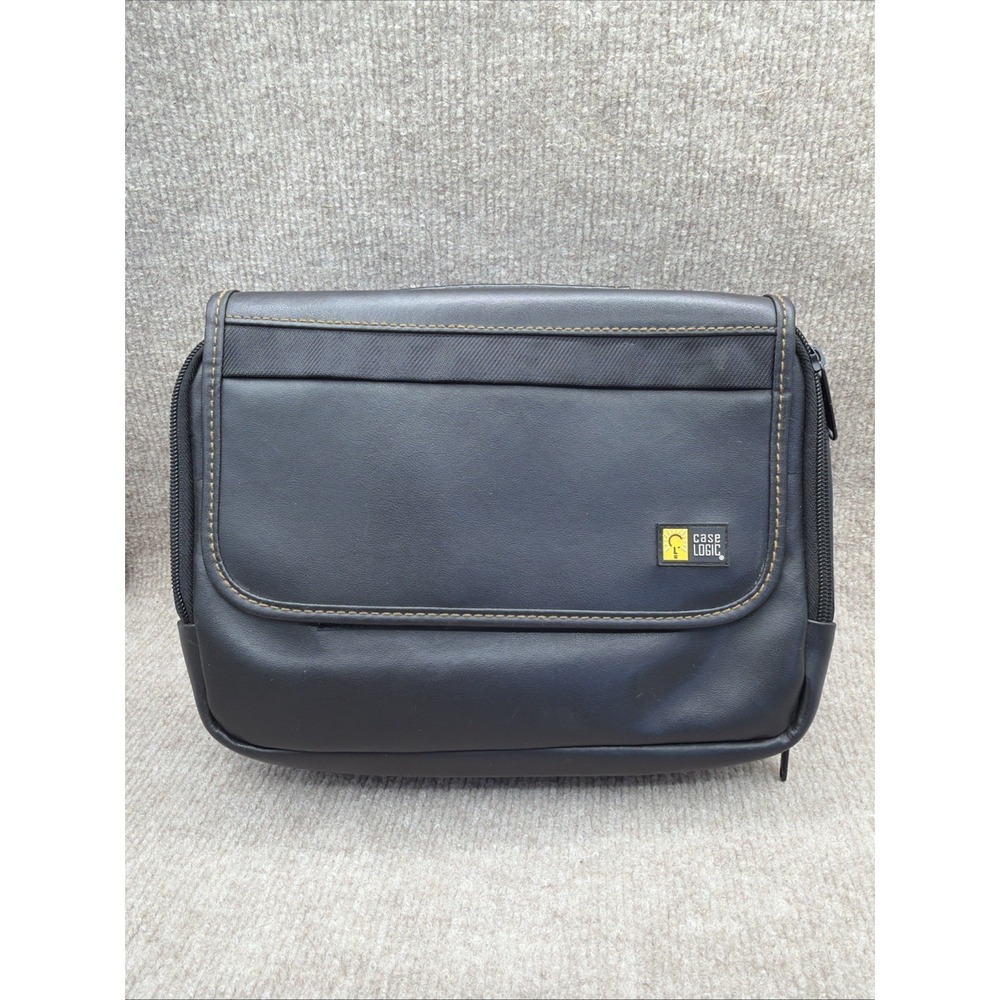 Genuine Case Logic Black Faux Leather Travel Tote For Portable DVD Player Dual *